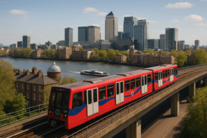 Greenwich University London campus location showing DLR transport connections to central London, emphasizing affordable South London location with excellent city access for students