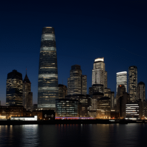 Evening view of London financial district featuring Imperial College and The Shard representing top UK business schools