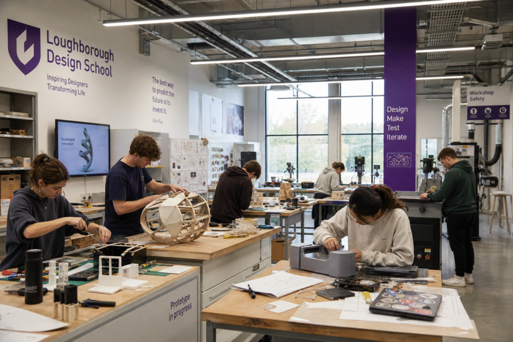 Students working on product design prototypes at Loughborough University UK Design School