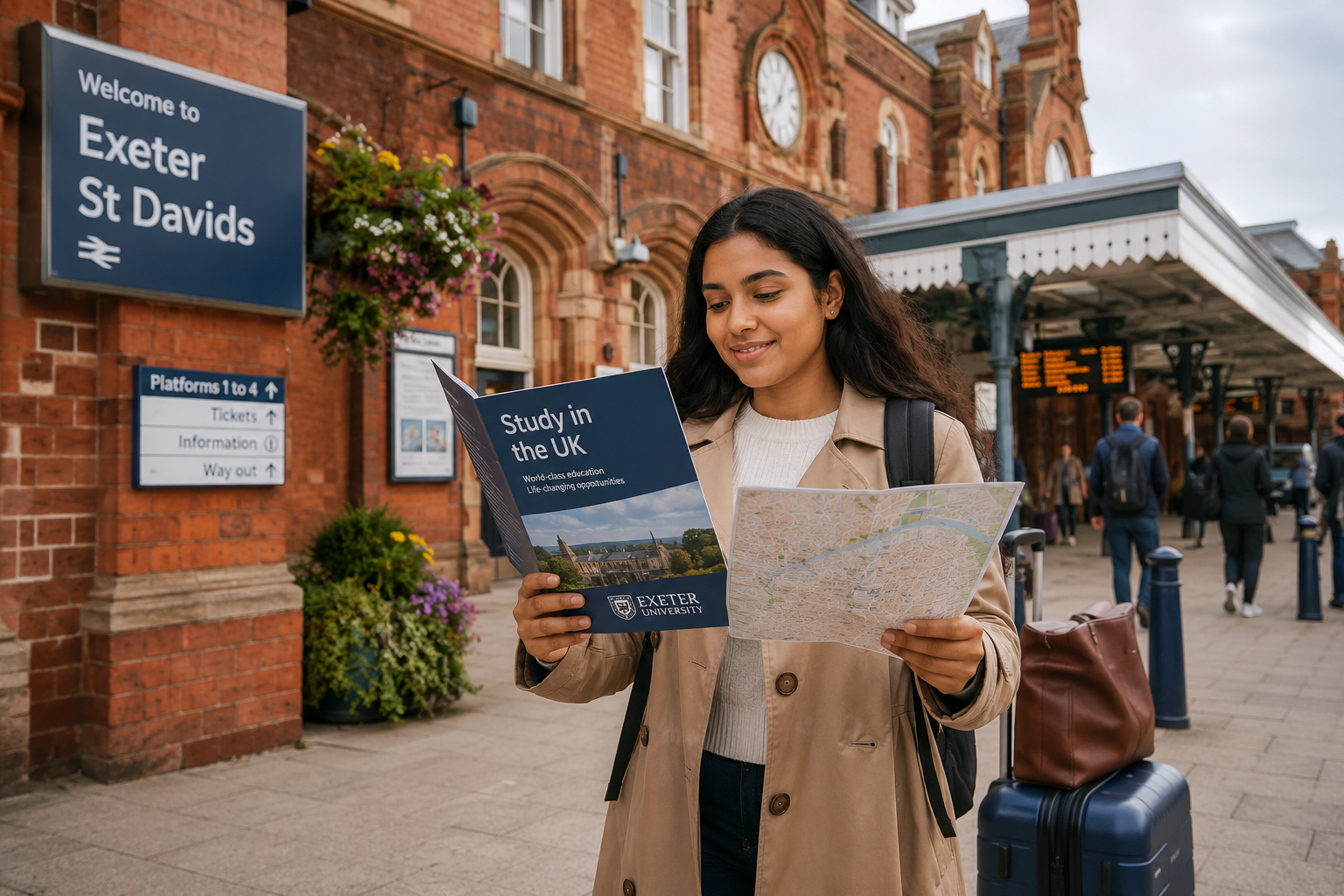 International student arriving in the UK to study at an affordable university